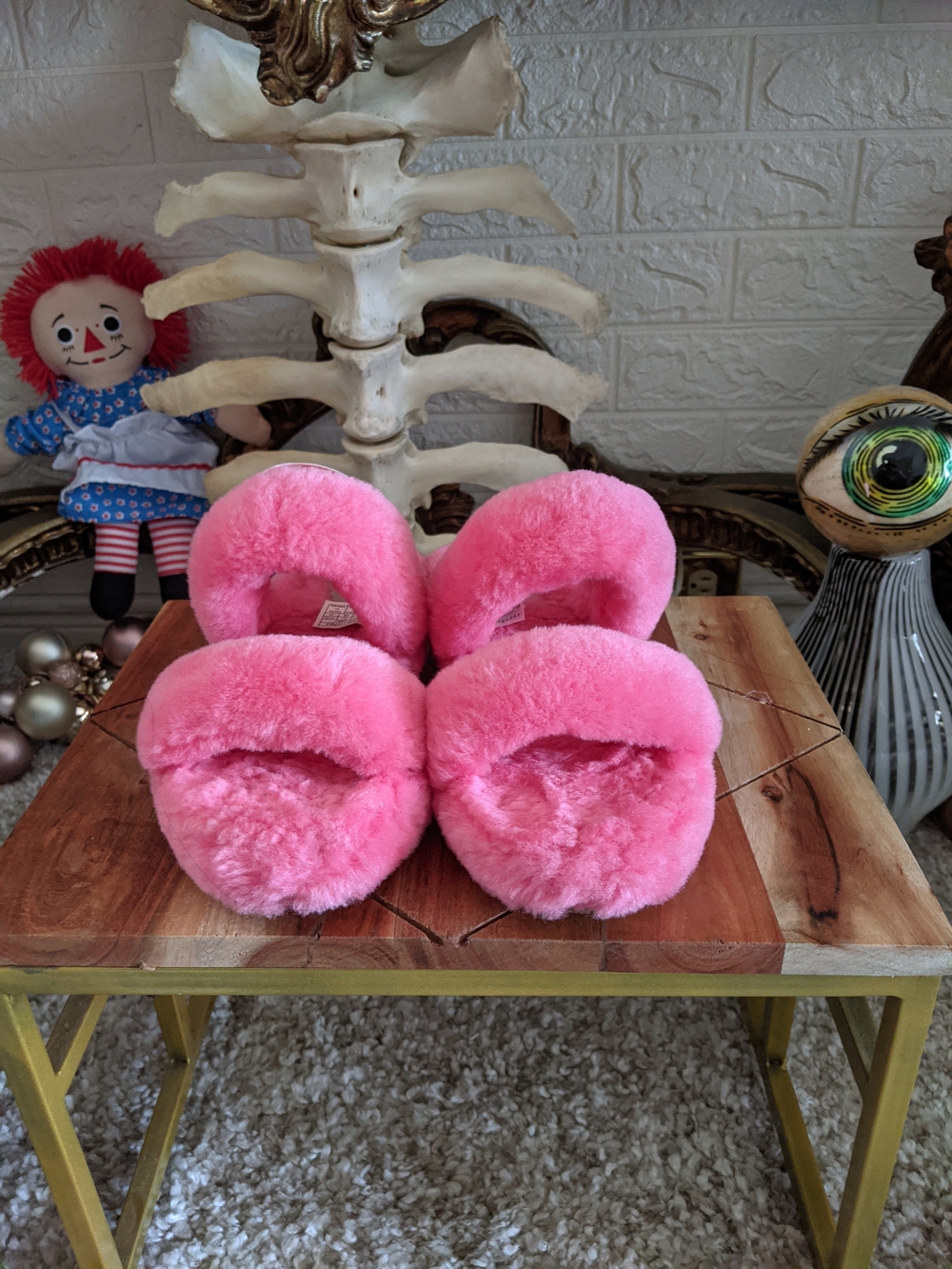 UGG Plush Pink Fuzzy Slippers - Soft Cozy Slide